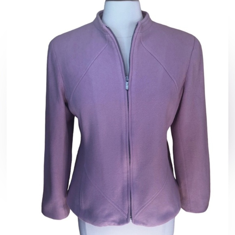 Jones New York Signature Pink Wool & Cashmere zip up jacket fully lined Size 12